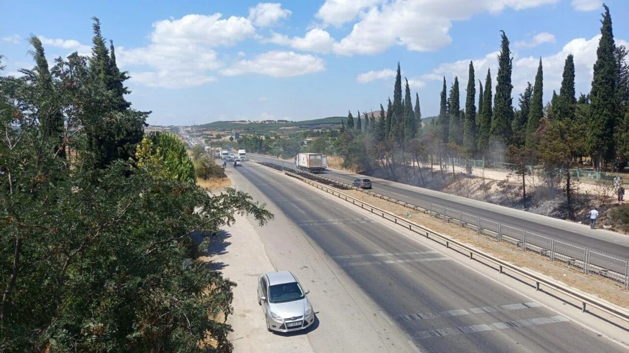 Nilüfer'de anız yangını: İzmir Yolu trafiğe kapandı