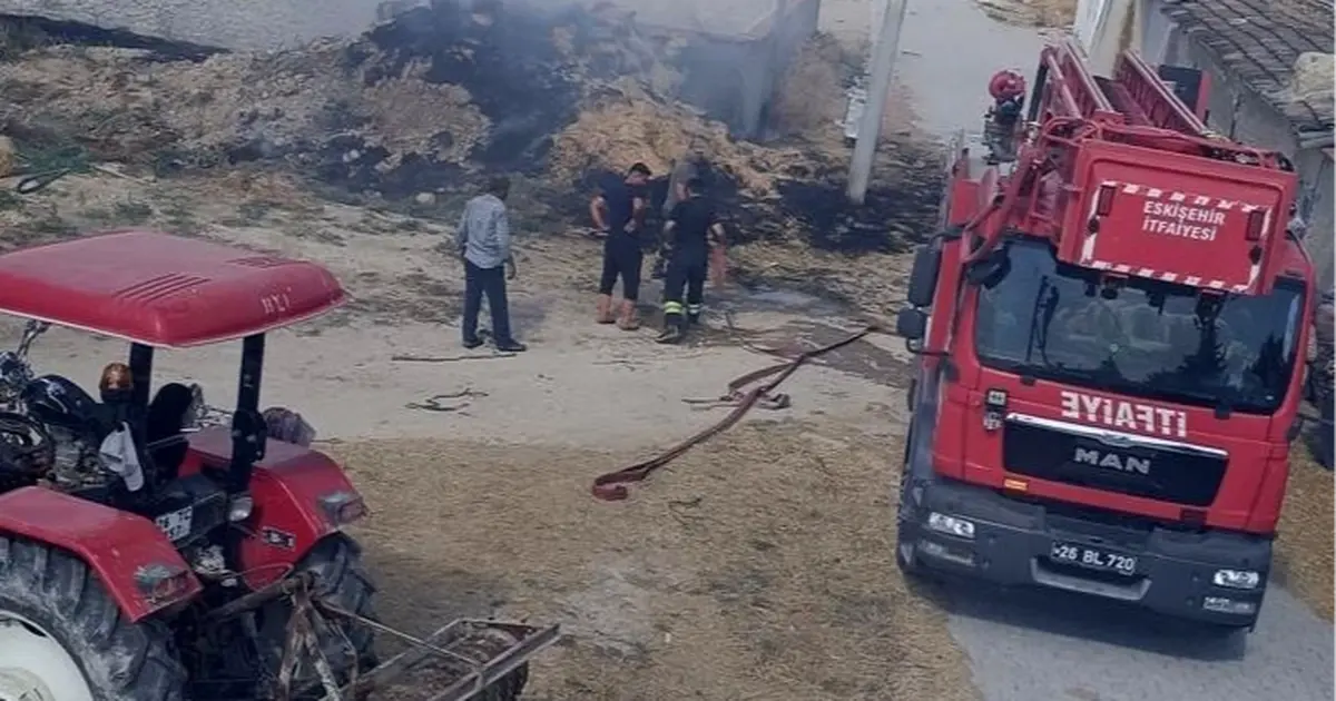 Eskişehir'de saman balyaları yandı: Çiftçiye zarar verdi