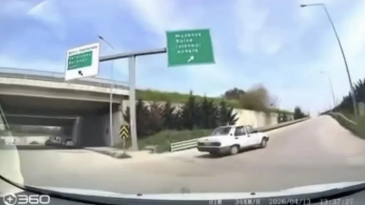 Bursa'da Otoban Kavşağında Faciayı Ucuz Atlattı